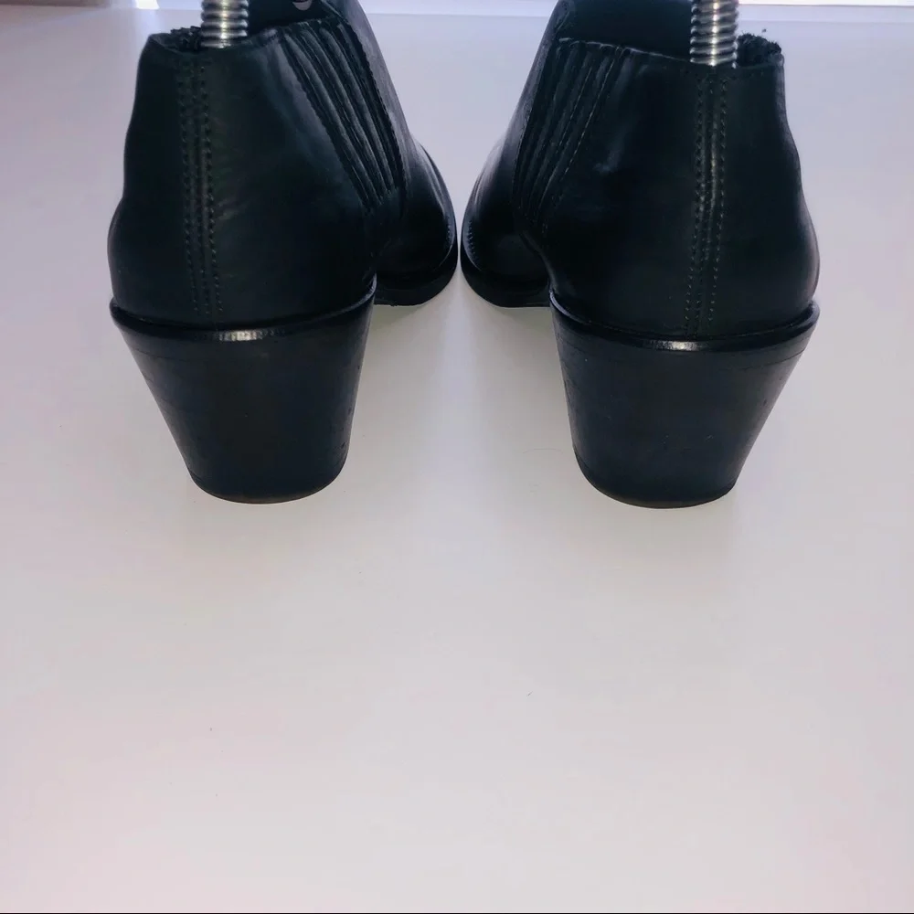 All Saints Black Leather Utilitarian Western Ankle Boots/Booties size 40 | US 10 - Picture 6 of 13